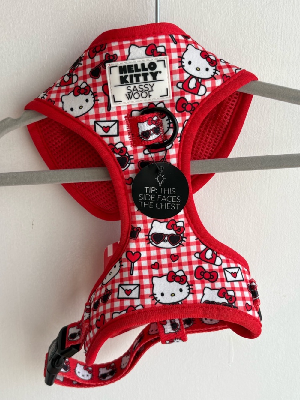 Hello Kitty x Sassy Woof Checkered Red Dog Harness
